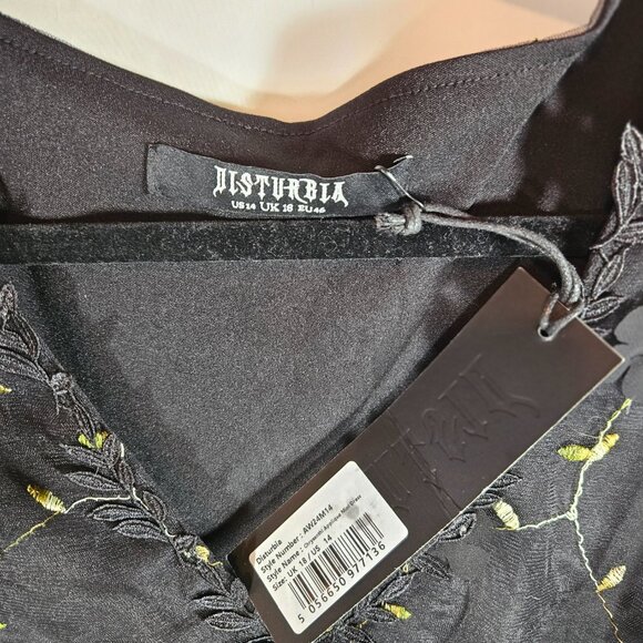 Disturbia Chrysanthi Applique Mini Dress Black Gold Floral Women's Size 14 - Picture 5 of 9